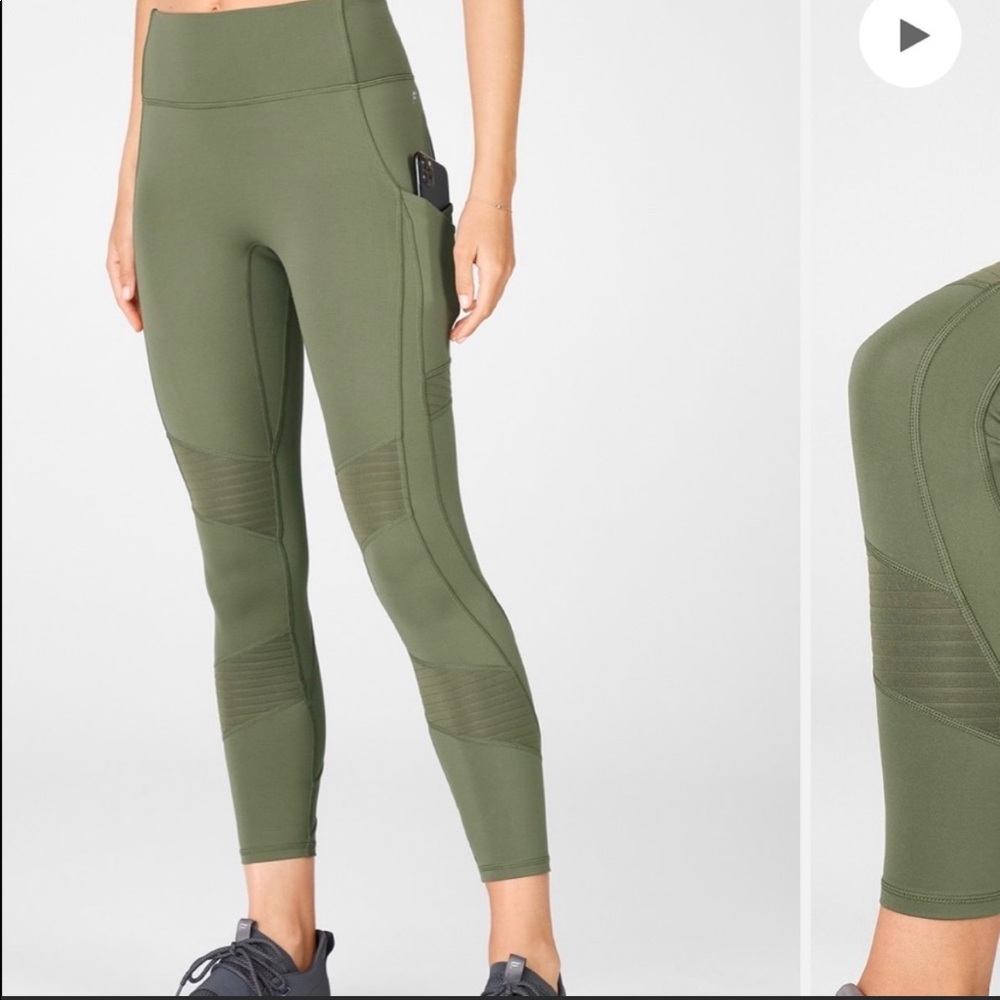 Fabletics Army Green Moto Leggings Motion 365